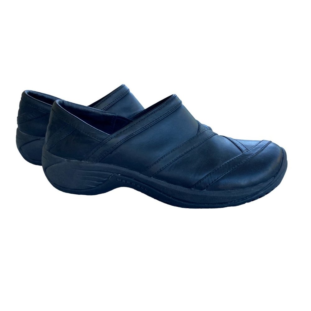 Merrell Womens Size 9 Encore Eclipse Clog Leather Comfort Shoes Smooth Black